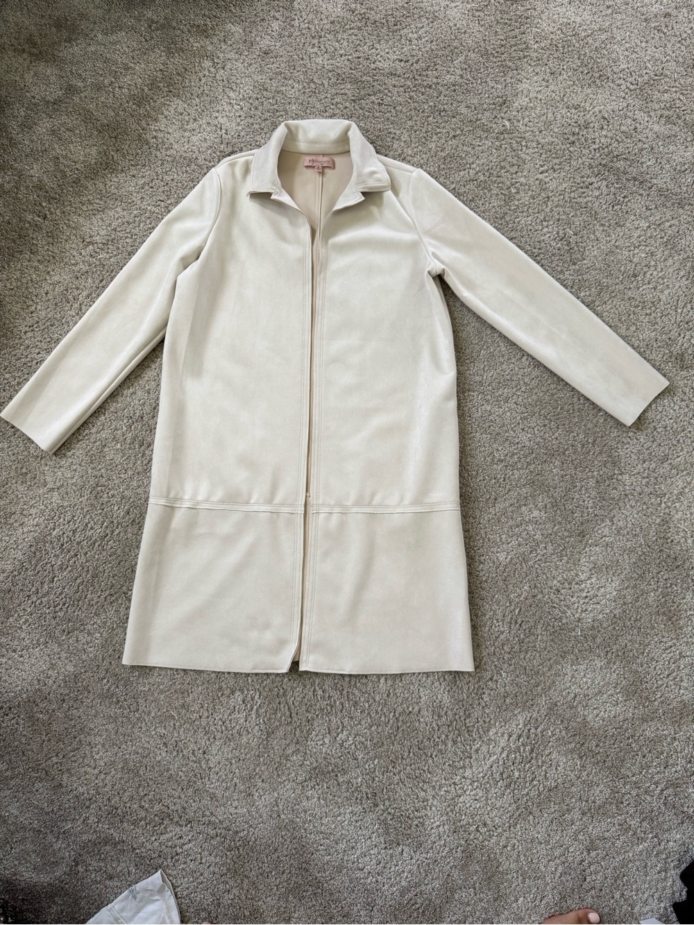 Philosophy Bone Zip-Front Long Car Coat